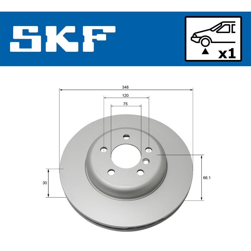 Jeu de 2 disques de frein avant SKF VKBD 80197 V1 - Visuel 1