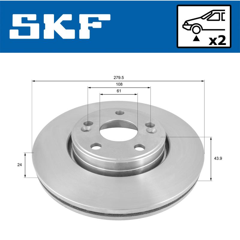 Jeu de 2 disques de frein avant SKF VKBD 80210 V2 - Visuel 1