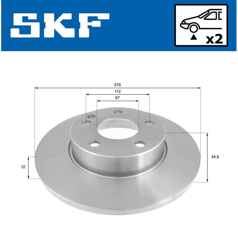Jeu de 2 disques de frein avant SKF VKBD 80220 S2 - Visuel 1