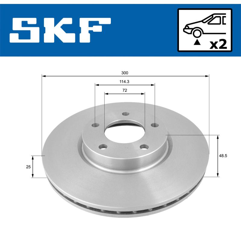 Jeu de 2 disques de frein avant SKF VKBD 80273 V2 - Visuel 1