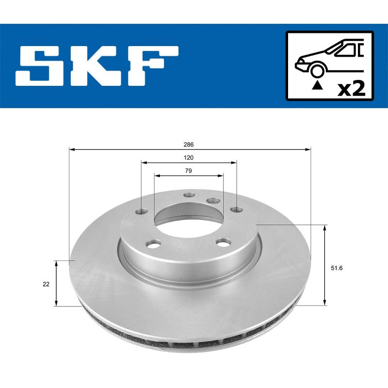 Jeu de 2 disques de frein avant SKF VKBD 80276 V2 - Visuel 2