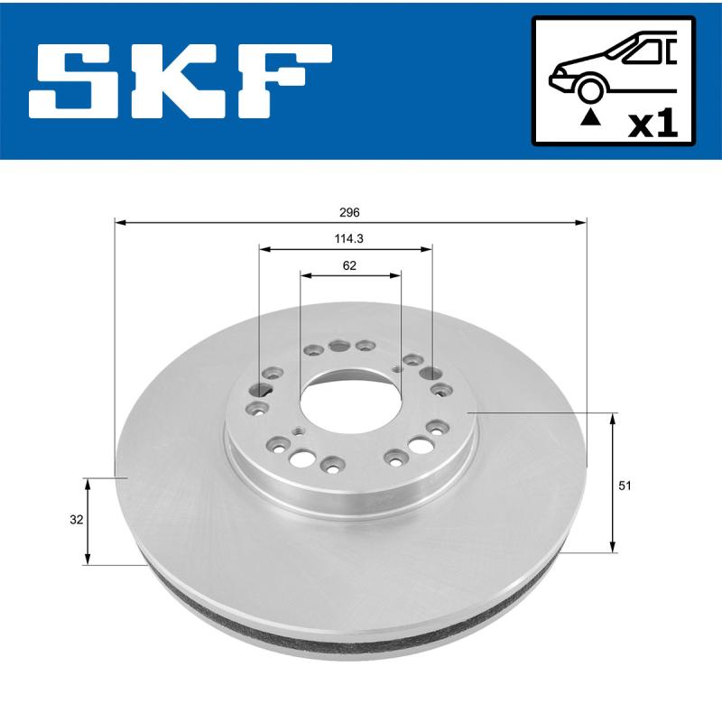 Jeu de 2 disques de frein avant SKF VKBD 80278 V1 - Visuel 1