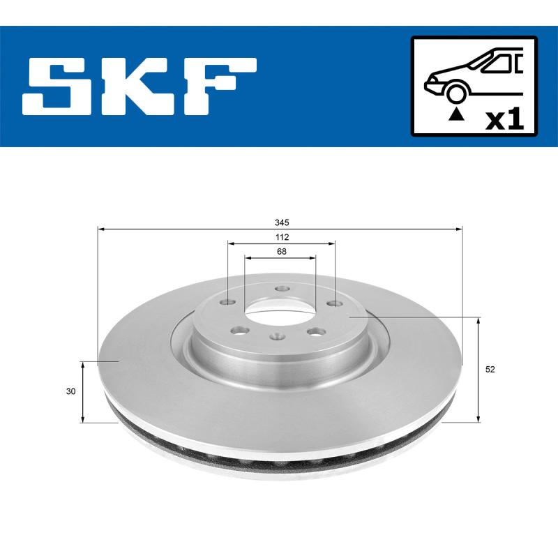 Jeu de 2 disques de frein avant SKF VKBD 80286 V1 - Visuel 1