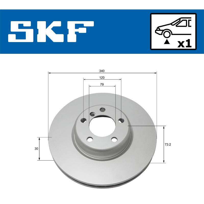 Jeu de 2 disques de frein avant SKF VKBD 80297 V1 - Visuel 1