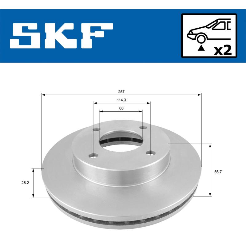 Jeu de 2 disques de frein avant SKF VKBD 80300 V2 - Visuel 1
