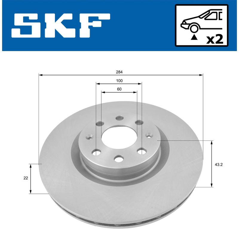 Jeu de 2 disques de frein avant SKF VKBD 80311 V2 - Visuel 1