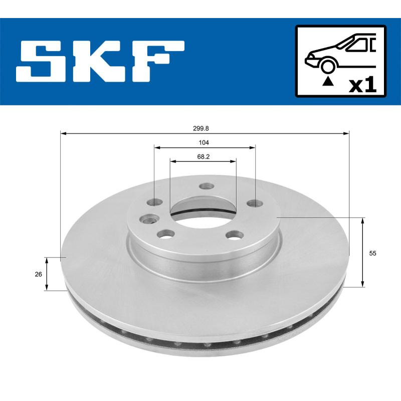 Jeu de 2 disques de frein avant SKF VKBD 80322 V1 - Visuel 1