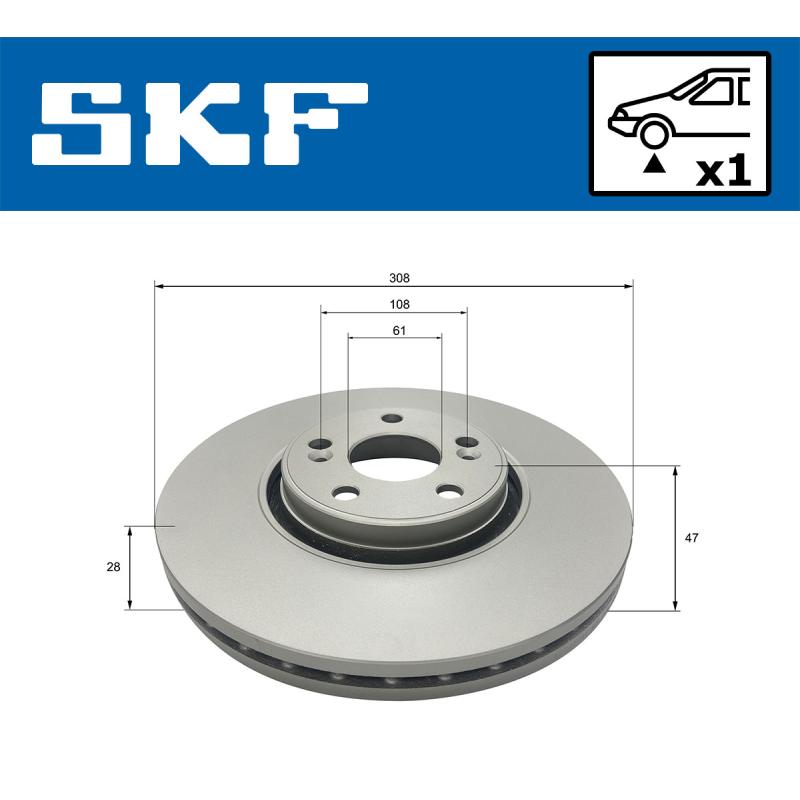 Jeu de 2 disques de frein arrière SKF VKBD 80326 V1 - Visuel 1