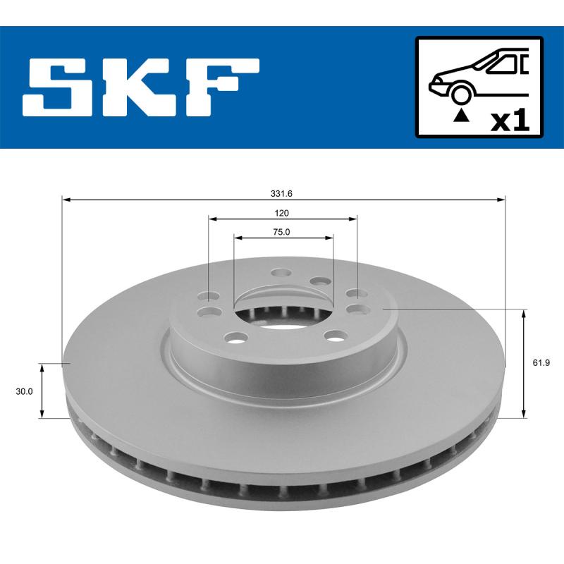Jeu de 2 disques de frein avant SKF VKBD 80328 V1 - Visuel 1