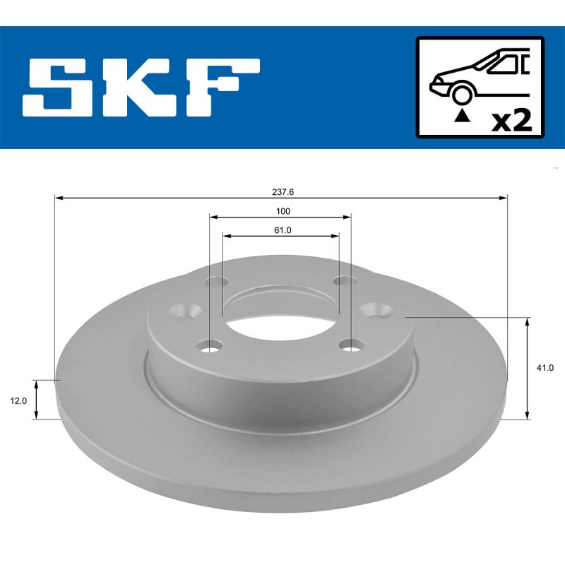 Jeu de 2 disques de frein avant SKF VKBD 80343 S2 - Visuel 1