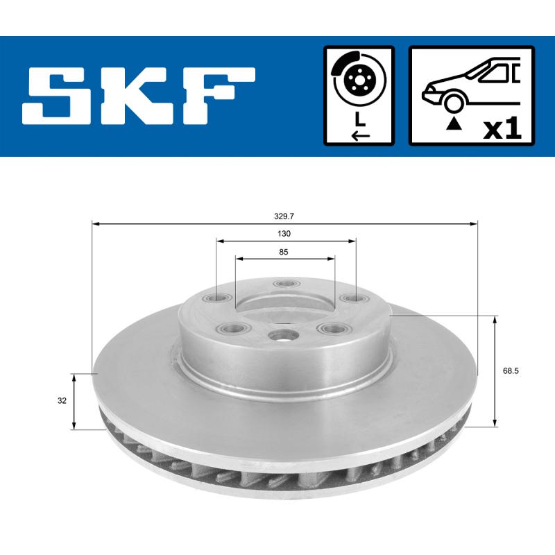 Disque de frein avant gauche SKF VKBD 80344 V1 - Visuel 1