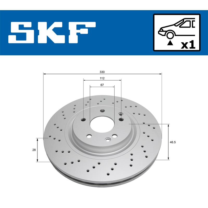 Jeu de 2 disques de frein avant SKF VKBD 80348 V1 - Visuel 1