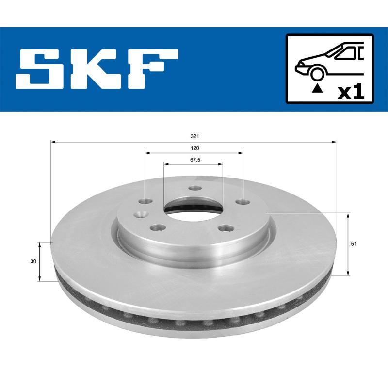 Jeu de 2 disques de frein avant SKF VKBD 80360 V1 - Visuel 1