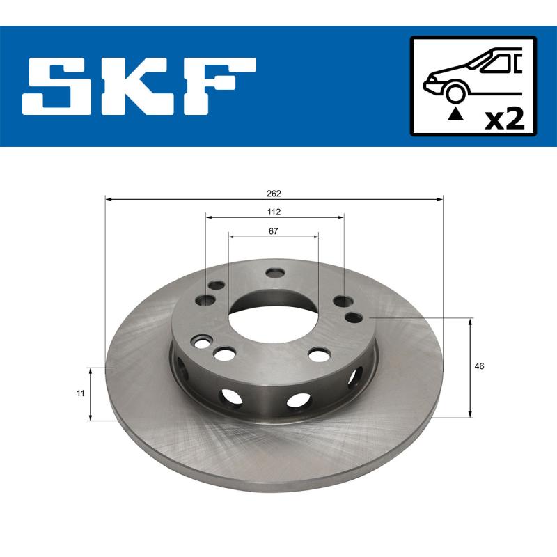 Jeu de 2 disques de frein avant SKF VKBD 80363 S2 - Visuel 1