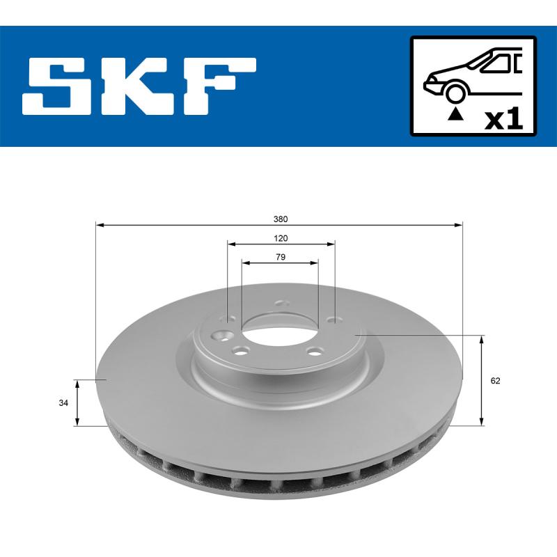 Jeu de 2 disques de frein avant SKF VKBD 80369 V1 - Visuel 1