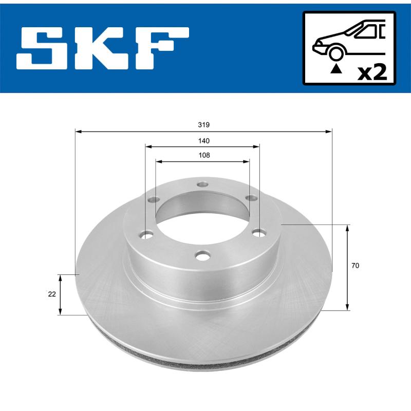 Jeu de 2 disques de frein avant SKF VKBD 80403 V2 - Visuel 1