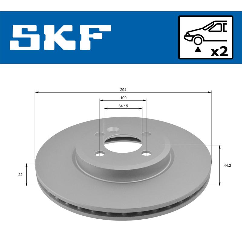 Jeu de 2 disques de frein avant SKF VKBD 80419 V2 - Visuel 1