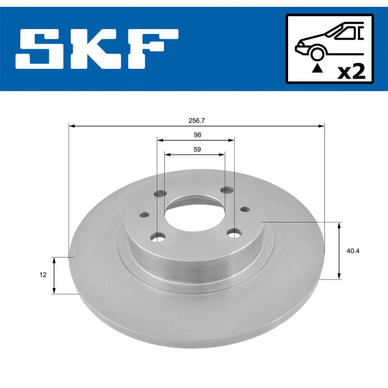 Jeu de 2 disques de frein avant SKF VKBD 80434 S2 - Visuel 1