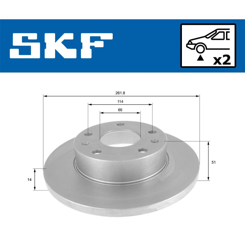 Jeu de 2 disques de frein avant SKF VKBD 80440 S2 - Visuel 1