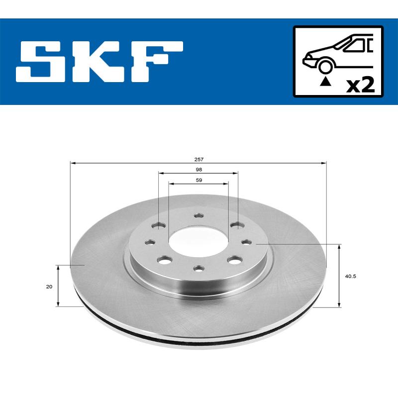 Jeu de 2 disques de frein avant SKF VKBD 80524 V2 - Visuel 1