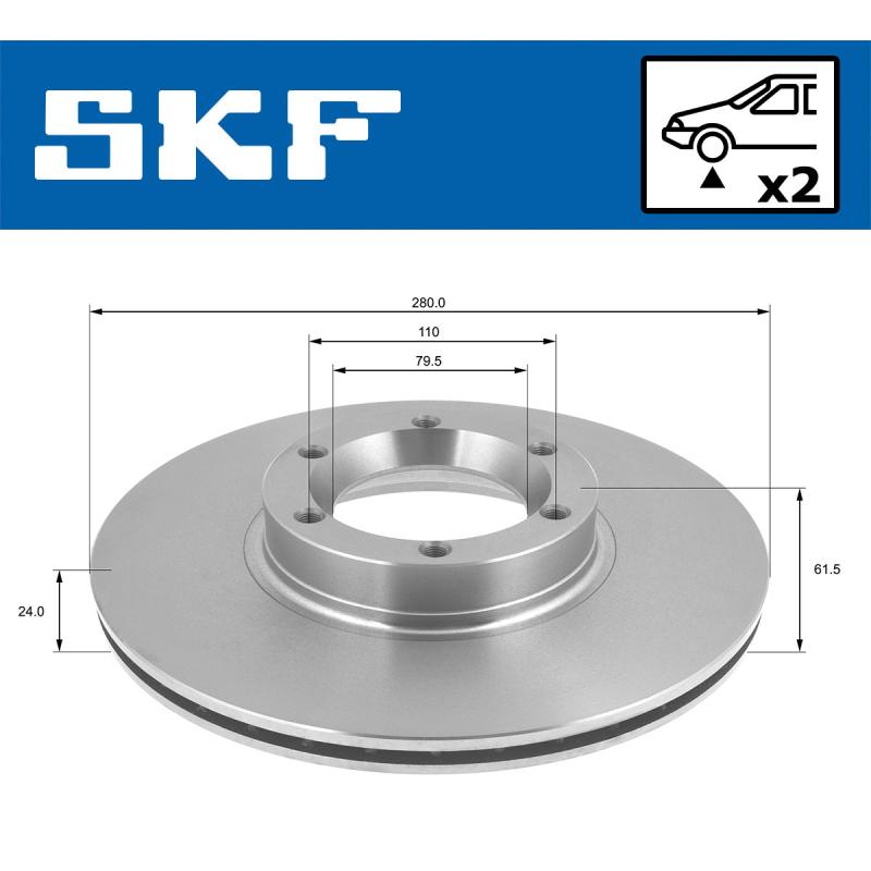 Jeu de 2 disques de frein avant SKF VKBD 80534 V2 - Visuel 1