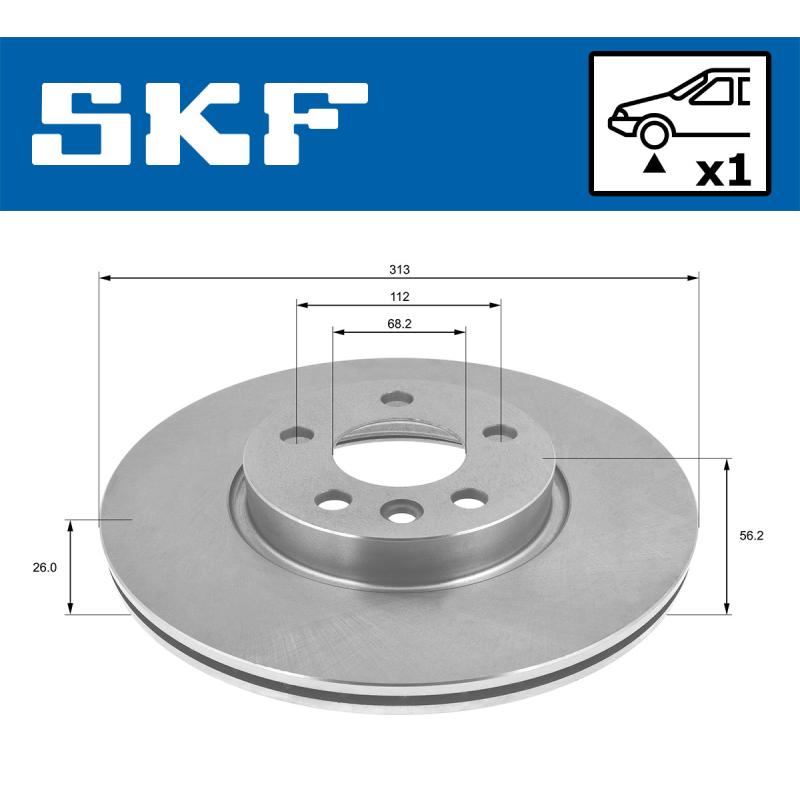 Jeu de 2 disques de frein avant SKF VKBD 80557 V1 - Visuel 1
