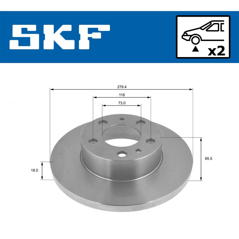 Jeu de 2 disques de frein avant SKF VKBD 80577 S2 - Visuel 1
