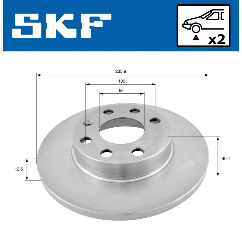 Jeu de 2 disques de frein avant SKF VKBD 80590 S2 - Visuel 1