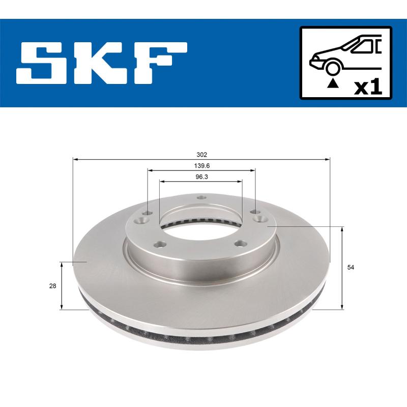 Jeu de 2 disques de frein avant SKF VKBD 80595 V1 - Visuel 1