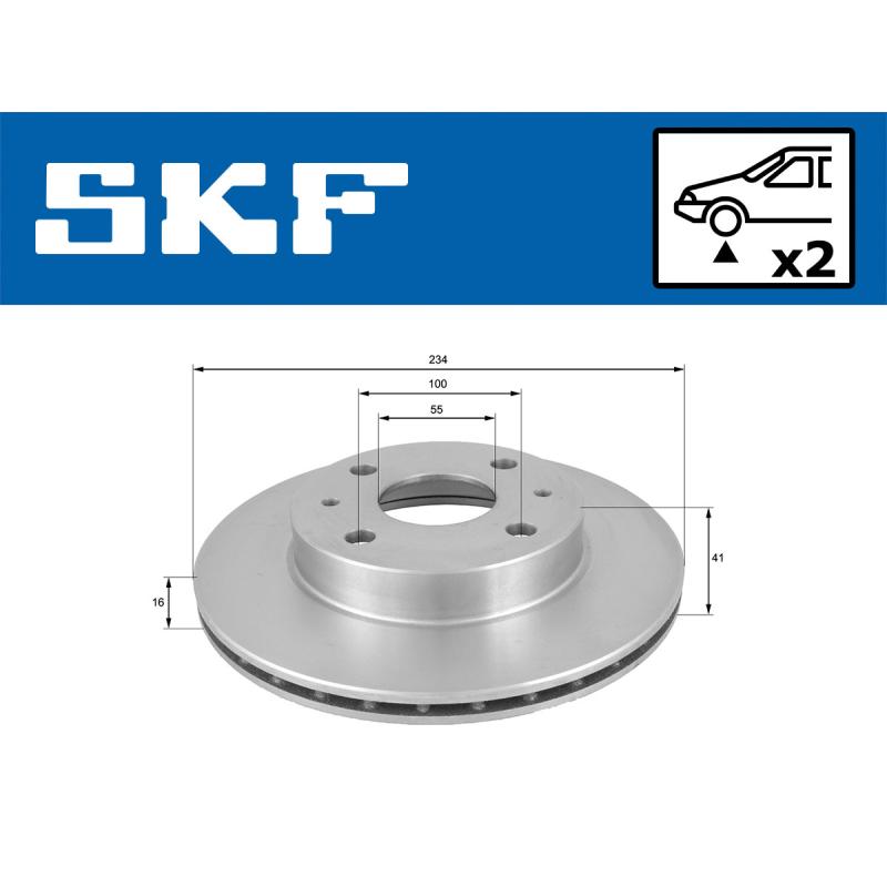 Jeu de 2 disques de frein avant SKF VKBD 80632 V2 - Visuel 1