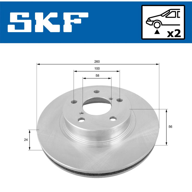Jeu de 2 disques de frein avant SKF VKBD 80636 V2 - Visuel 1