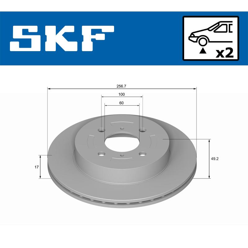 Jeu de 2 disques de frein avant SKF VKBD 80662 V2 - Visuel 1