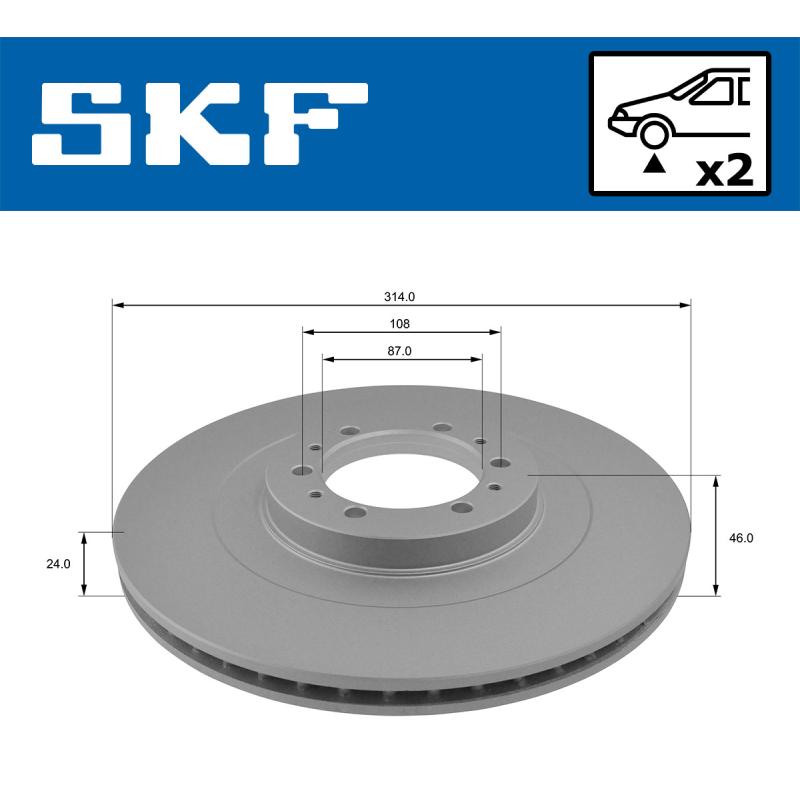 Jeu de 2 disques de frein avant SKF VKBD 80690 V2 - Visuel 1