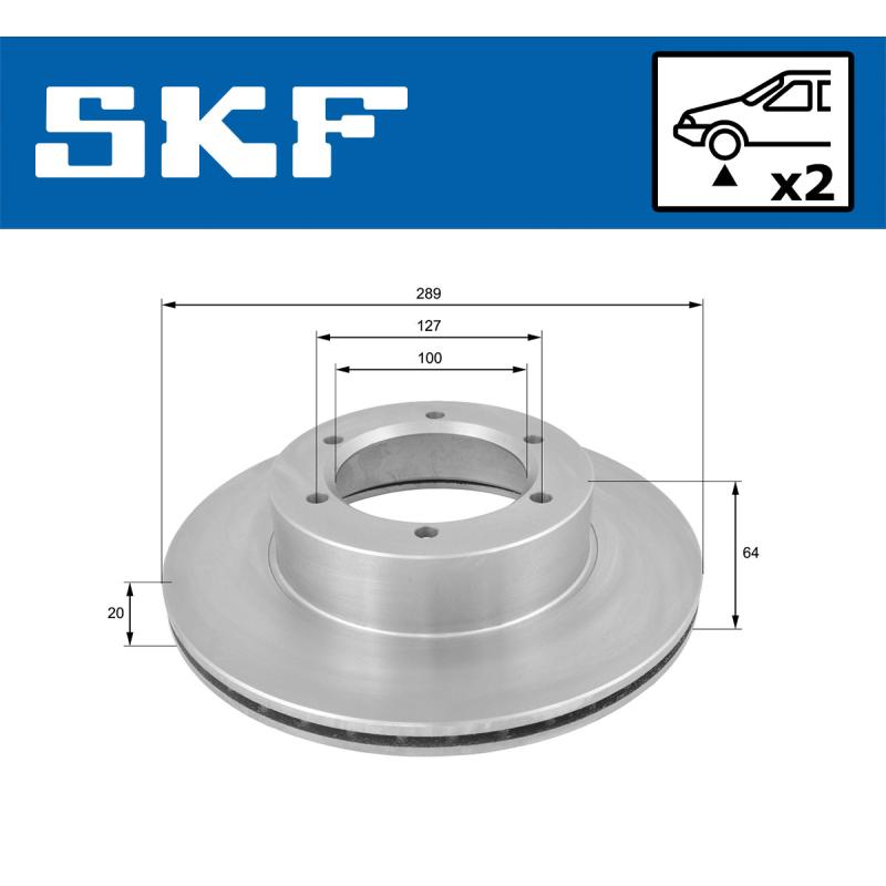 Jeu de 2 disques de frein avant SKF VKBD 80718 V2 - Visuel 1