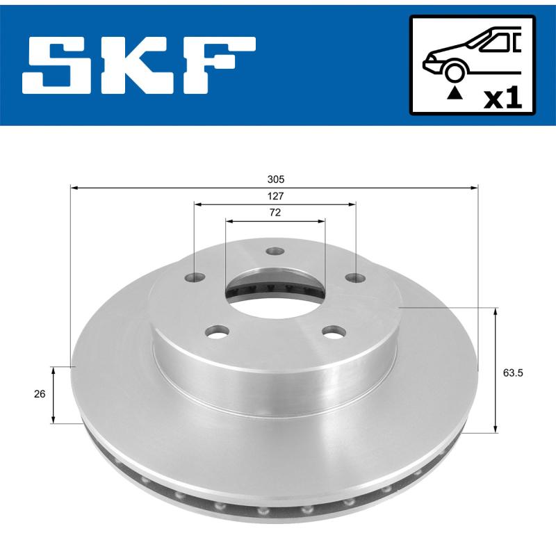 Jeu de 2 disques de frein avant SKF VKBD 80727 V1 - Visuel 1
