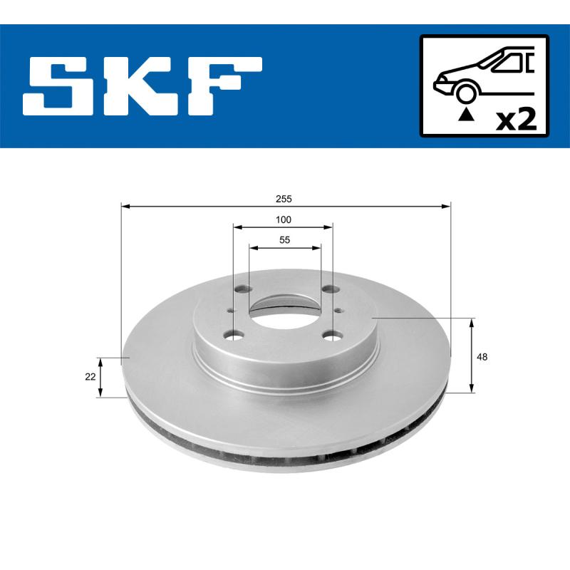 Jeu de 2 disques de frein avant SKF VKBD 80771 V2 - Visuel 1