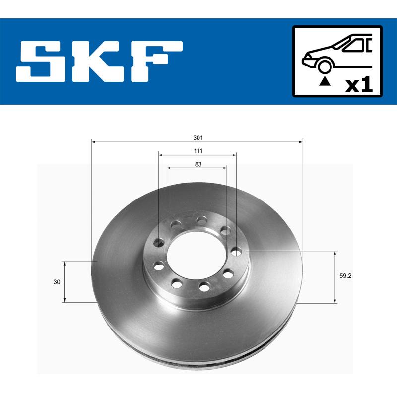 Jeu de 2 disques de frein avant SKF VKBD 80778 V1 - Visuel 1