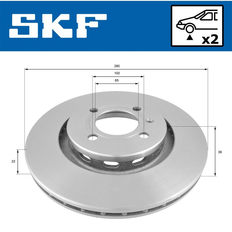 Jeu de 2 disques de frein arrière SKF VKBD 80783 V2 - Visuel 1