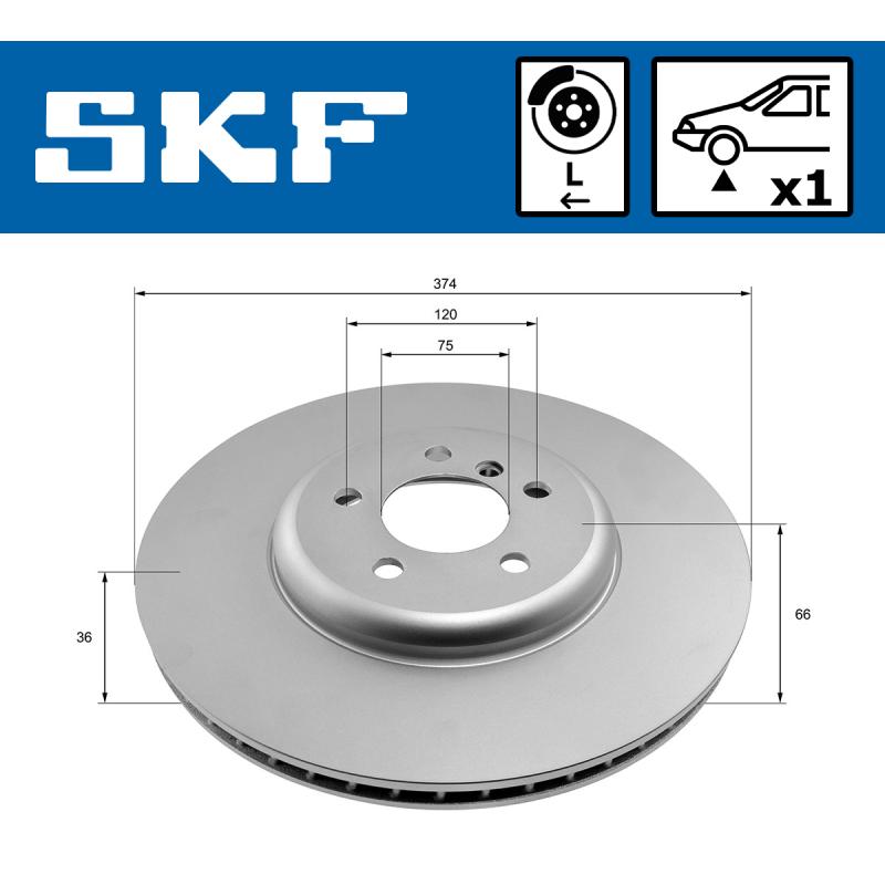Disque de frein avant gauche SKF VKBD 80789 V1 - Visuel 1