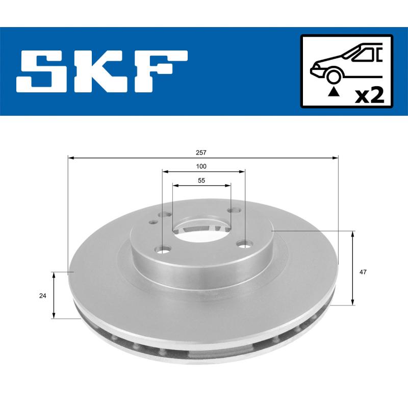 Jeu de 2 disques de frein arrière SKF VKBD 80831 V2 - Visuel 1
