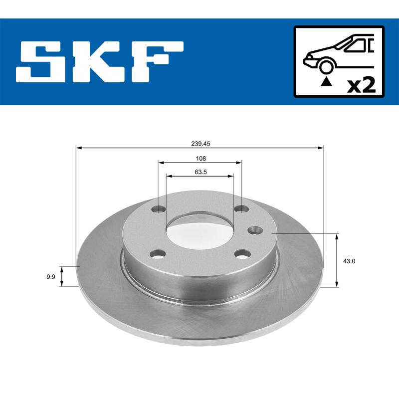 Jeu de 2 disques de frein avant SKF VKBD 80845 S2 - Visuel 1