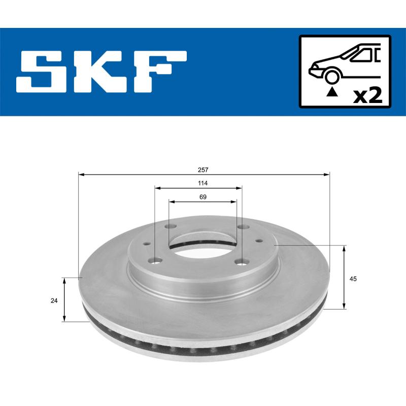 Jeu de 2 disques de frein avant SKF VKBD 80867 V2 - Visuel 1