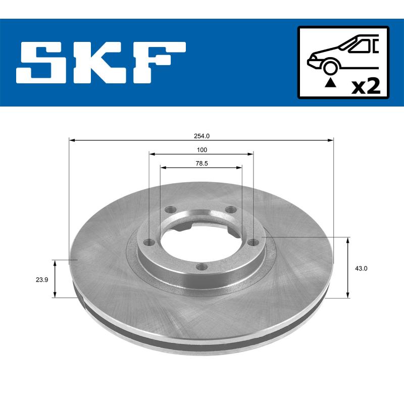 Jeu de 2 disques de frein avant SKF VKBD 80876 V2 - Visuel 1