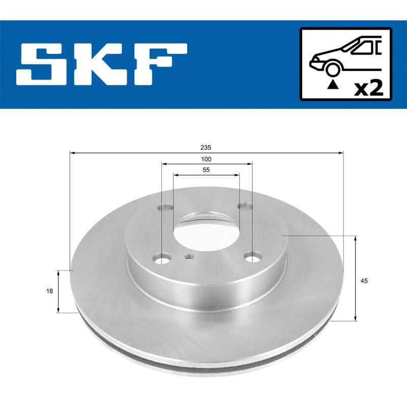 Jeu de 2 disques de frein avant SKF VKBD 80907 V2 - Visuel 1