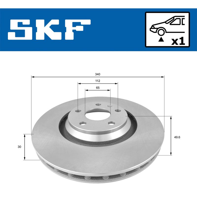Jeu de 2 disques de frein avant SKF VKBD 80923 V1 - Visuel 1