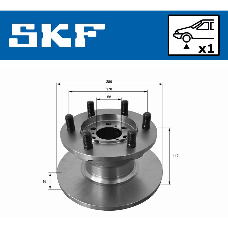 Jeu de 2 disques de frein avant SKF VKBD 80943 S1 - Visuel 1