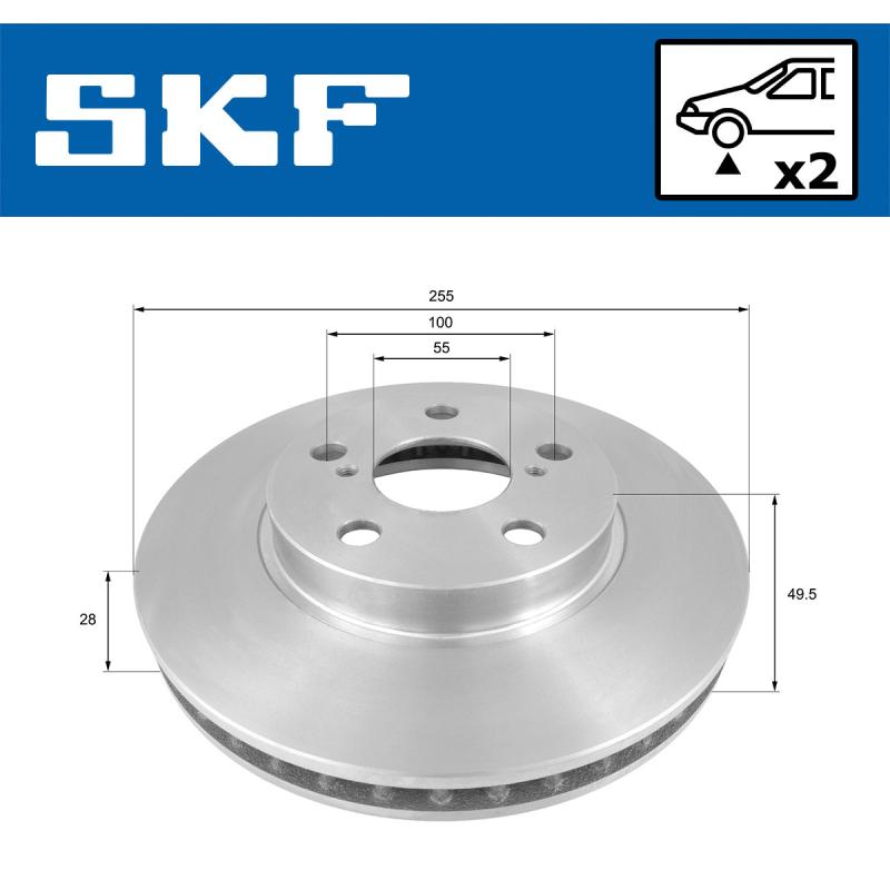 Jeu de 2 disques de frein avant SKF VKBD 80999 V2 - Visuel 1