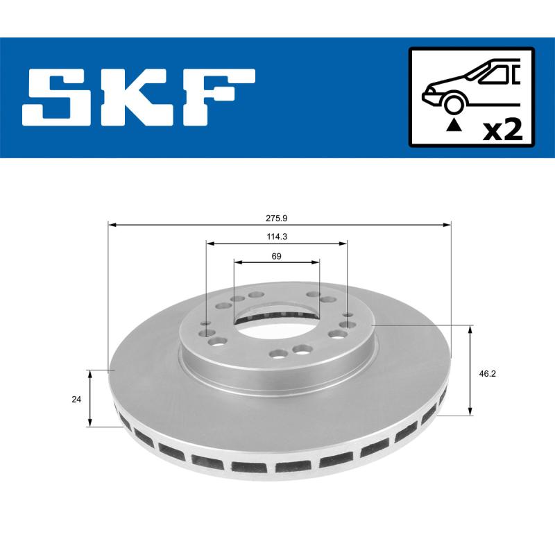 Jeu de 2 disques de frein avant SKF VKBD 81017 V2 - Visuel 1