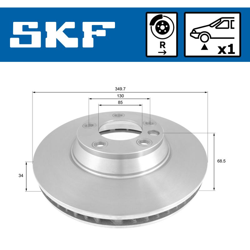 Jeu de 2 disques de frein arrière SKF VKBD 81077 V1 - Visuel 1