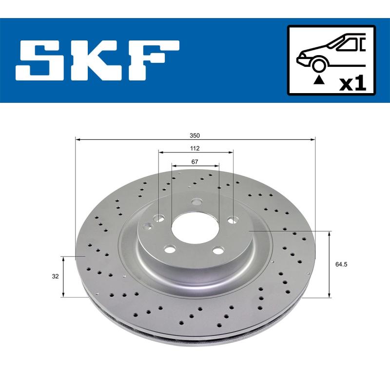 Jeu de 2 disques de frein avant SKF VKBD 81083 V1 - Visuel 1